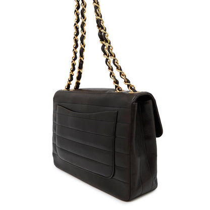 CHANEL Mademoiselle Chain Shoulder Bag Black Lambskin Size 30
