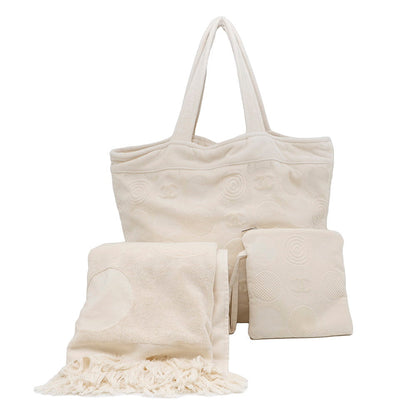 CHANEL Beach bag Ivory Cotton100%