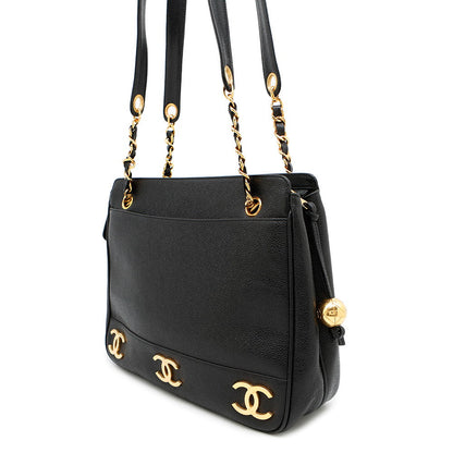 CHANEL Chain Tote Bag BlackA03675 Caviar Leather
