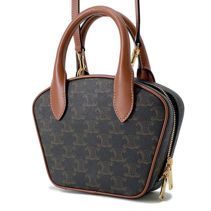 CELINE Triomphe 2-way Bowling Bag Tan110462 PVC Leather Size Mini