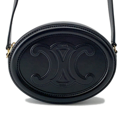 CELINE Oval Purse Cuir Triomphe Shoulder Bag Black10I703 Leather