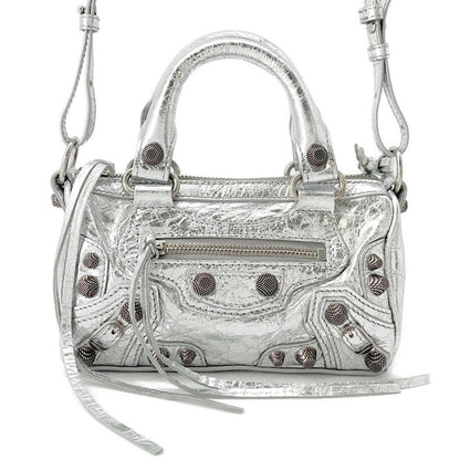 BALENCIAGA Le Cagoule 2-way Shoulder Bag Silver792599 Leather Size Nano