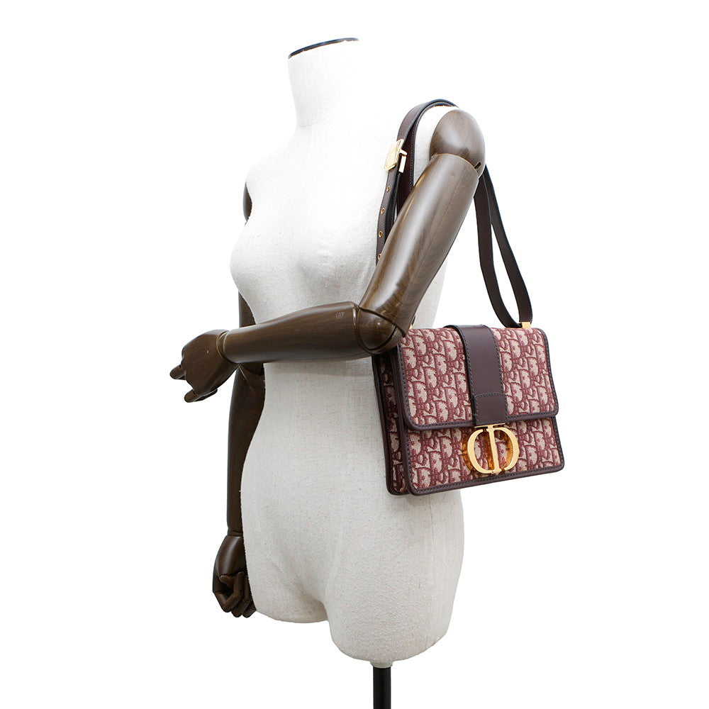 Dior Oblique Montaigne Shoulder Bag Bordeaux Canvas Leather