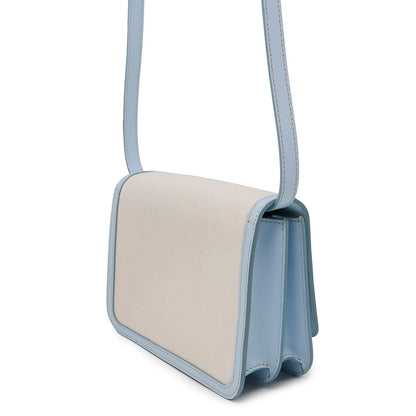 BURBERRY TB logo Shoulder Bag Beige/Light Blue Canvas Leather