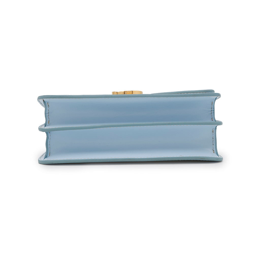 BURBERRY TB logo Shoulder Bag Beige/Light Blue Canvas Leather