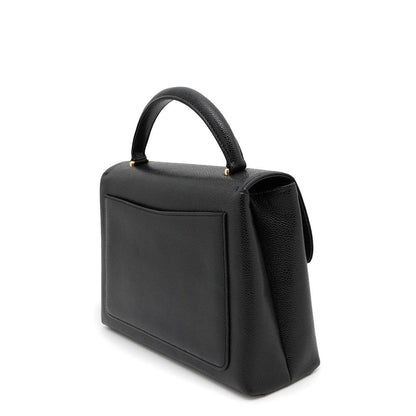 CHANEL CC Logo Top Handle Bag Black Caviar Leather