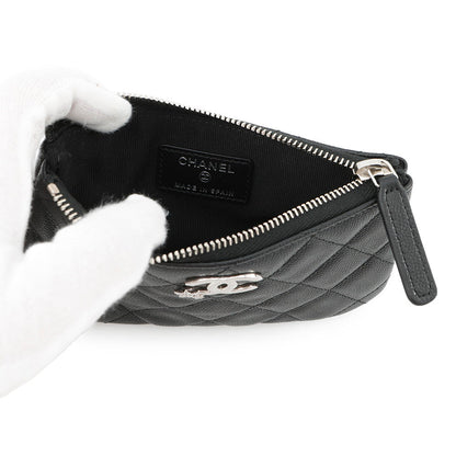 CHANEL Matelasse Star CC Logo Zip Pouch Coin Purse BlackAP4811 Soft Caviar Leather/Rhinestone