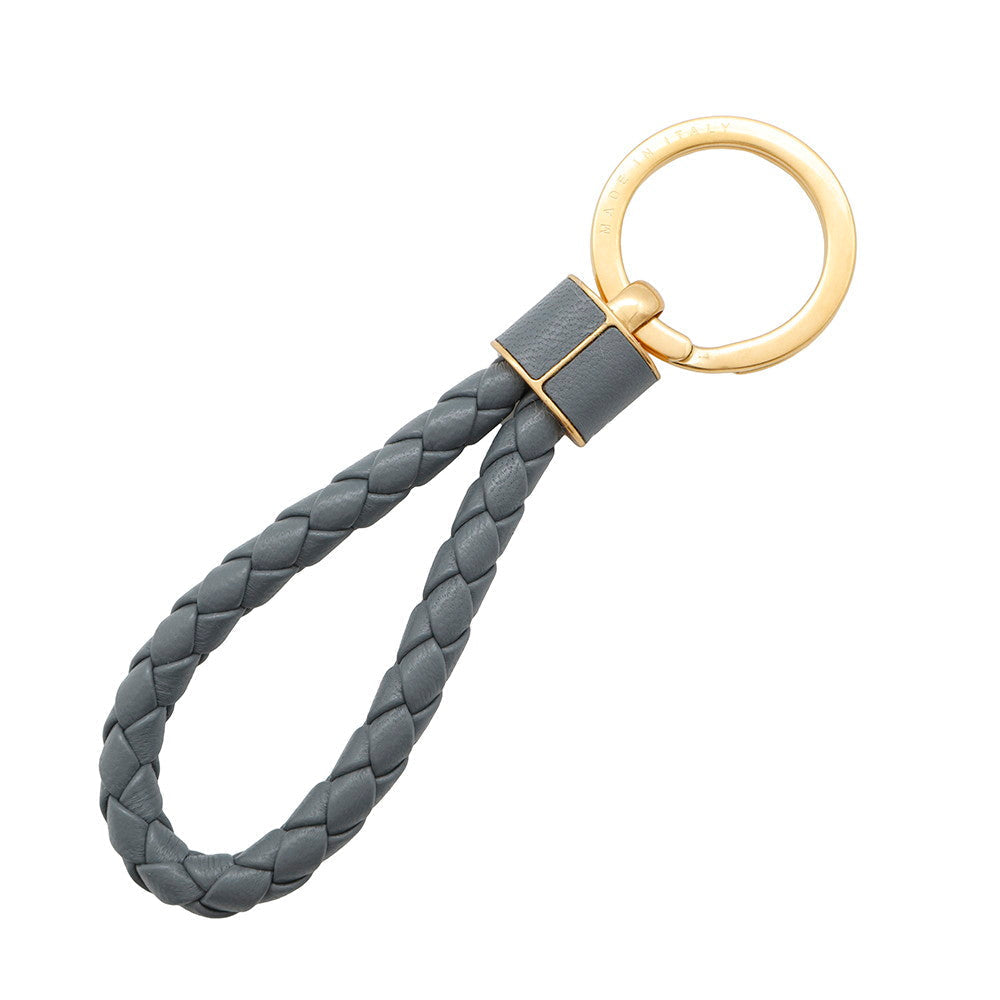Bottega Veneta INTRECCIATO KEY HOLDER Gray651820 Leather Metal