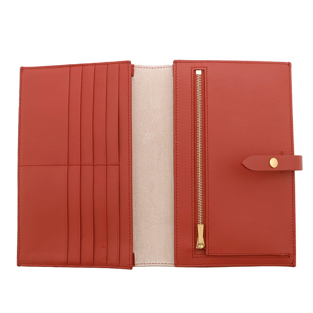 CELINE Multi-function Bifold Wallet Beige/Red104873 Leather