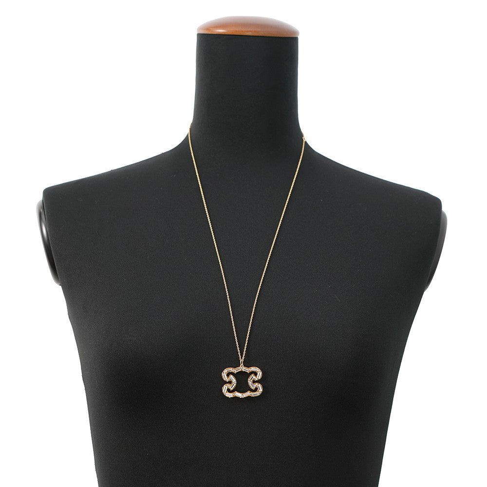 CELINE Triomphe Sparkle Necklace461FO6BRS Metal Rhinestone
