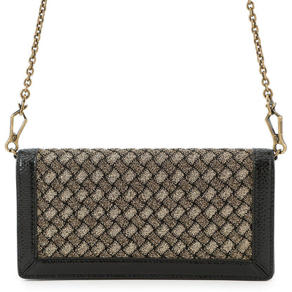 Bottega Veneta INTRECCIATO Chain Wallet Gold/Black521276 VCLM1 Leather