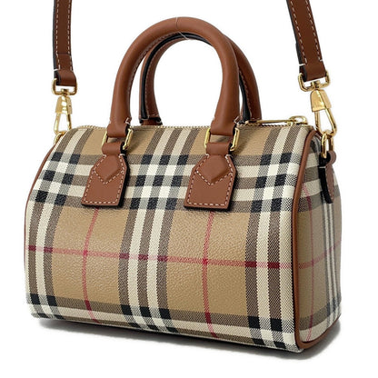 BURBERRY Check Bowling Bag Archive Beige/Briar Brown81097911 PVC Leather Size Mini