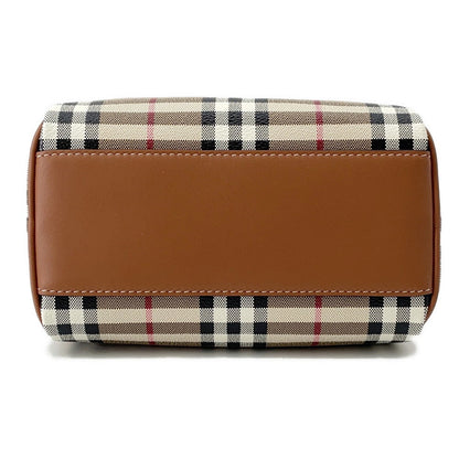 BURBERRY Check Bowling Bag Archive Beige/Briar Brown81097911 PVC Leather Size Mini