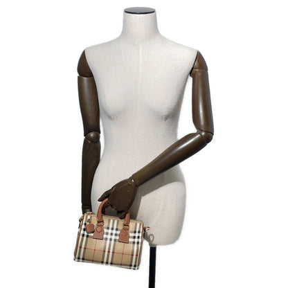 BURBERRY Check Bowling Bag Archive Beige/Briar Brown81097911 PVC Leather Size Mini