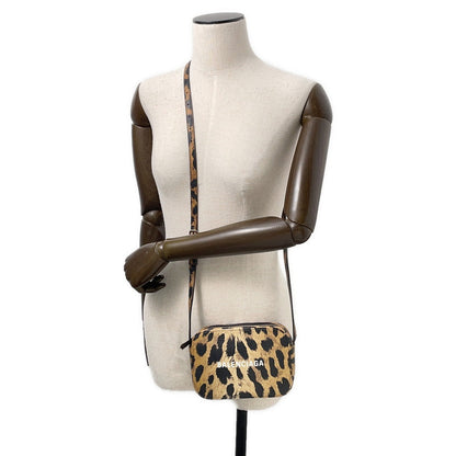 BALENCIAGA Everyday Camera Bag Leopard Pattern Beige/Black552372 Leather Size XS
