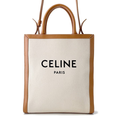 CELINE Vertical hippopotamus Natural/Tan192082 Canvas Leather Size Small