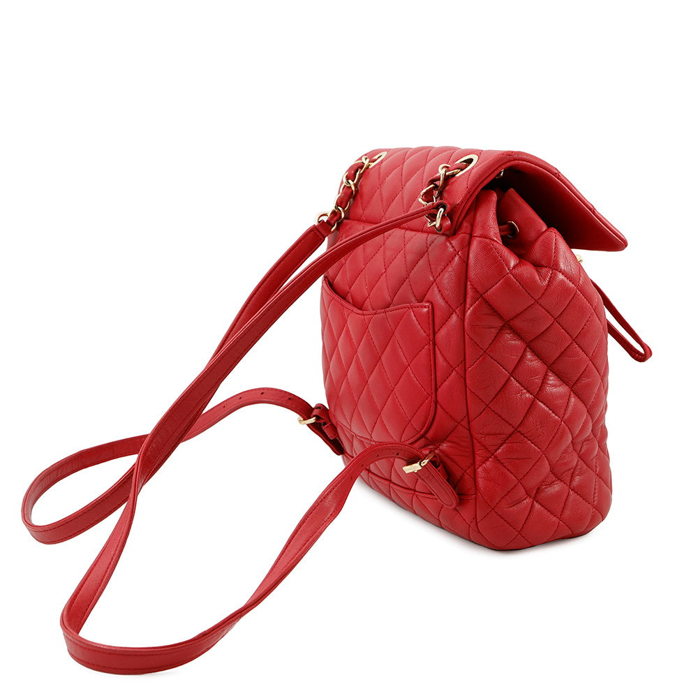 CHANEL Matelasse Backpack RedA91121 Lambskin