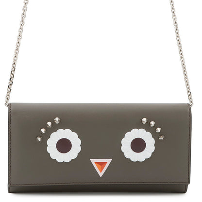 FENDI Bugs Eye Robot Chain Wallet Gray8M0365 Leather