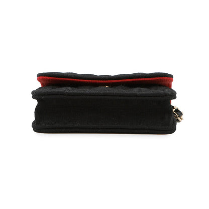 CHANEL Matelasse ChainShoulder Black Jersey Leather Size Mini mini