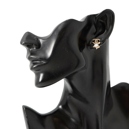 CHANEL CC Logo Rhinestone Earrings GoldABC823 Gold Plated Rhinestone