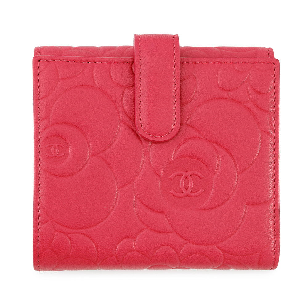 CHANEL Camellia W Hook Wallet Wallet Pink/PurpleA47422 Lambskin