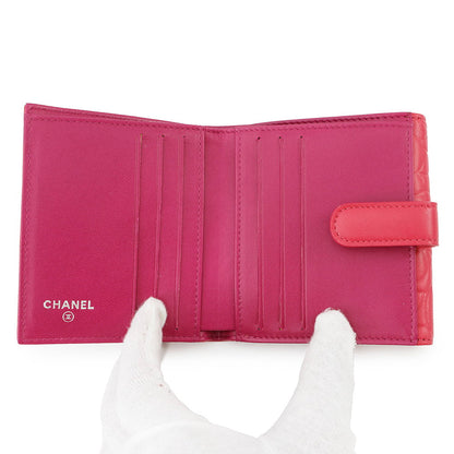 CHANEL Camellia W Hook Wallet Wallet Pink/PurpleA47422 Lambskin