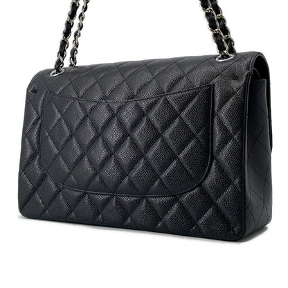 CHANEL Jumbo Matelasse Double Flap Shoulder Bag BlackA58600 Caviar Leather Size 30