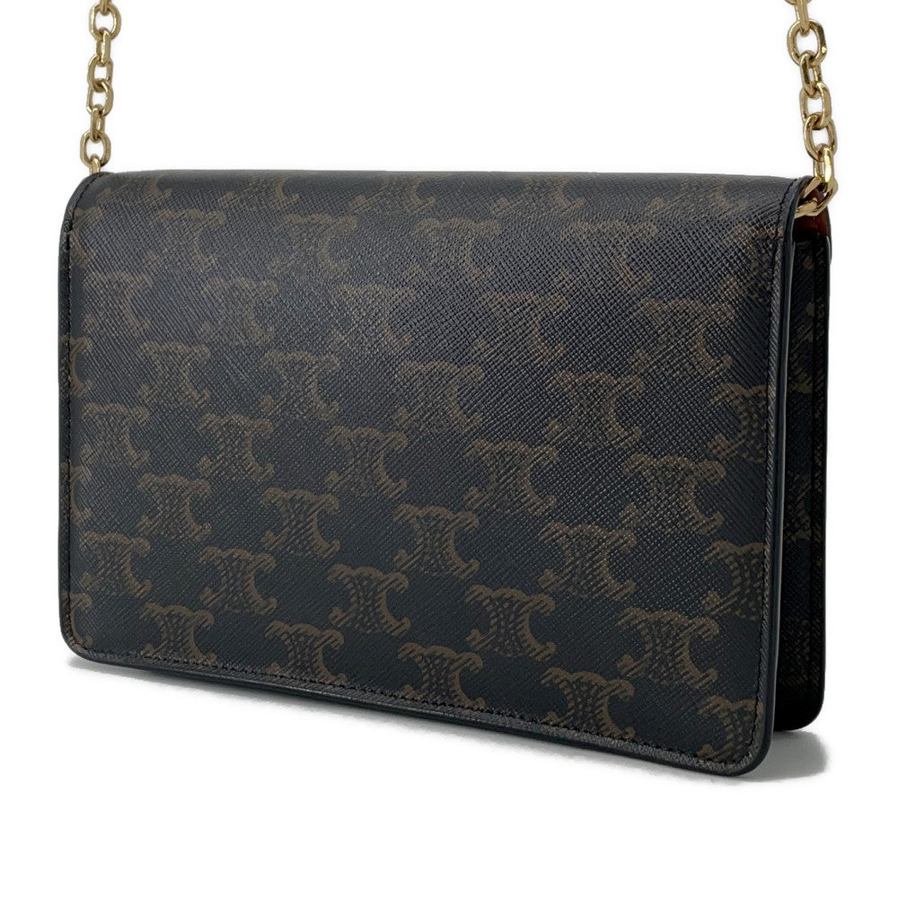 CELINE CELINE Chain Wallet Black/Brown10F822CZT PVC/Leather