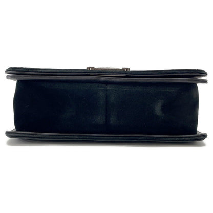 CHANEL Boy Chanel ChainShoulder Bag Black Velour Size 25