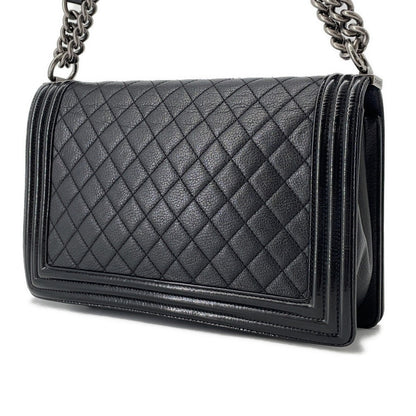 CHANEL Boy Chanel ChainShoulder Bag BlackA92193 Lambskin Patent Leather Size Large