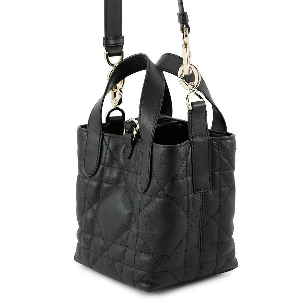 Dior Macrocannage Dior Toujours Vertical Tote Bag BlackS6100OSNW Calf Leather Size Nano