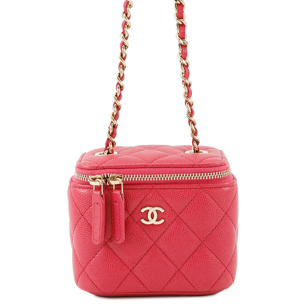 CHANEL Matelasse Mini Vanity Chain Shoulder Bag PinkAP1340 Caviar Leather