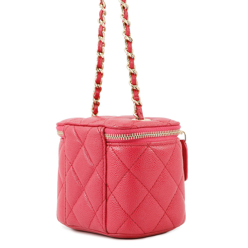 CHANEL Matelasse Mini Vanity Chain Shoulder Bag PinkAP1340 Caviar Leather