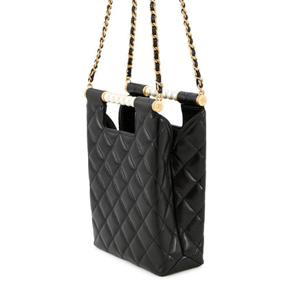 CHANEL Matelasse Pearl Handle Chain Shoulder Bag BlackAP4520 Lambskin