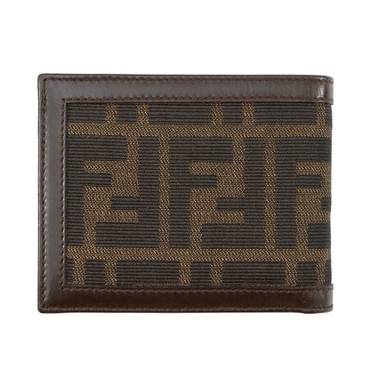 FENDI Zucca Pattern Bifold Wallet Brown Canvas/Leather