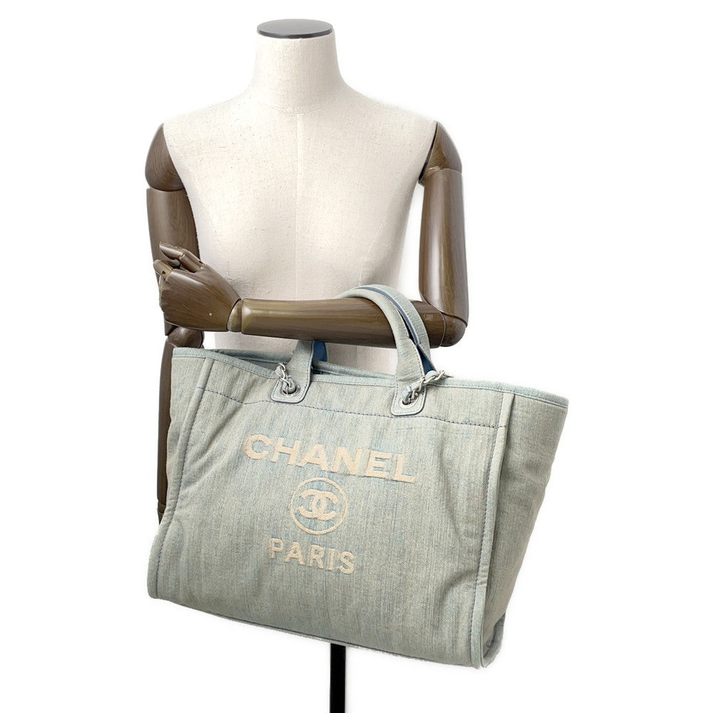 CHANEL Deauville 2WAYTote Bag Light BlueA66941 Denim Size GM