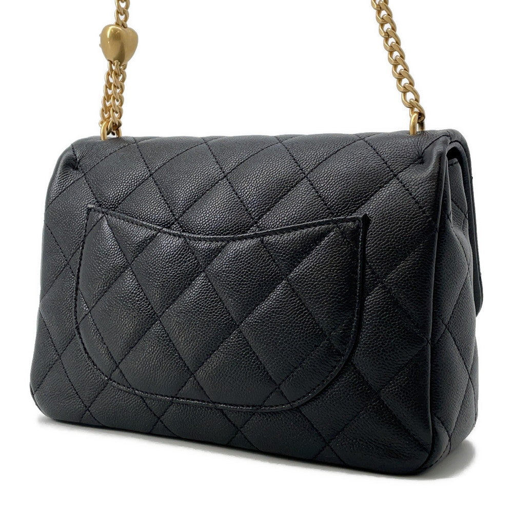 CHANEL Matelasse Heart Ball Chainshoulder BlackAS3921 Caviar Leather
