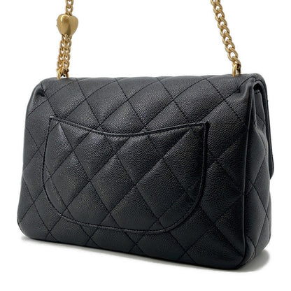 CHANEL Matelasse Heart Ball Chainshoulder BlackAS3921 Caviar Leather