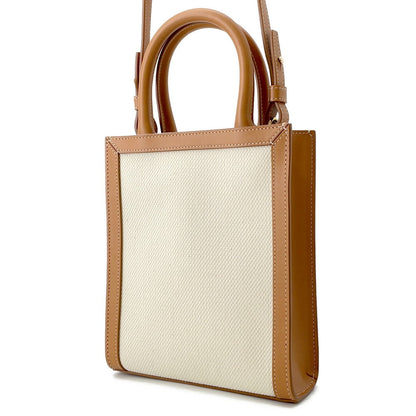 CELINE Vertical Cabas Natural/Tan193302 Canvas Leather Size Mini