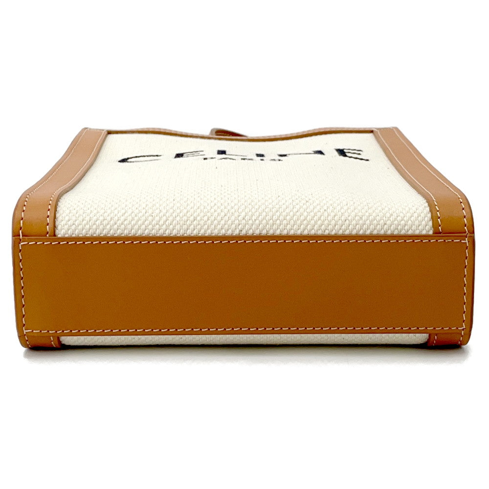 CELINE Vertical Cabas Natural/Tan193302 Canvas Leather Size Mini