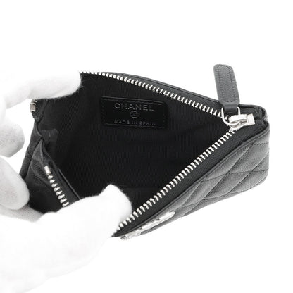 CHANEL Matelasse Star CC Logo Zip Pouch Coin Purse BlackAP4811 Soft Caviar Leather/Rhinestone