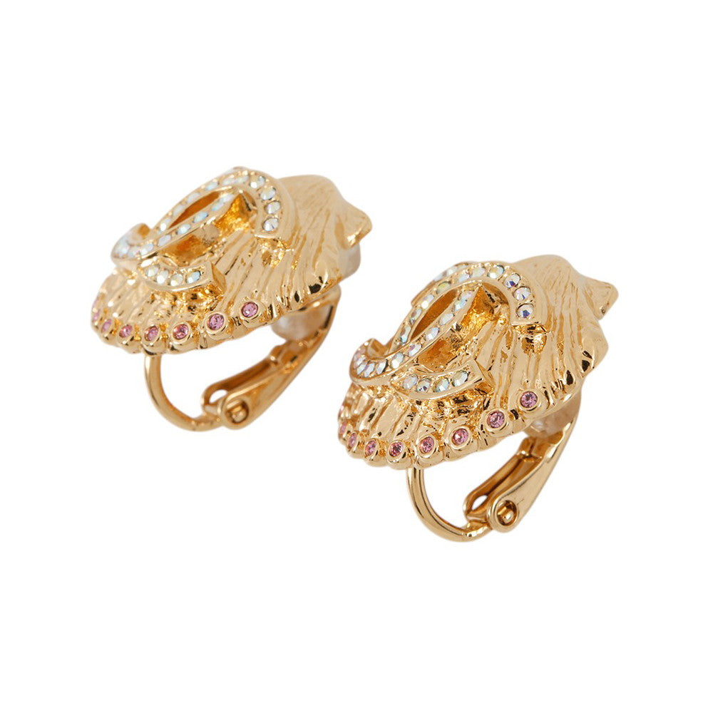 CHANEL Earring Gold Gold Plated Rhinestone