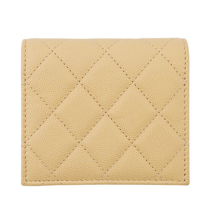 CHANEL Matelasse Bifold Wallet Compact Wallet Yellow/PurpleAP3519 Caviar Leather