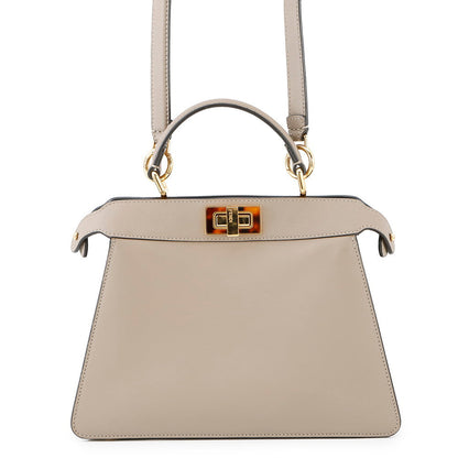 FENDI Peekaboo Icy You Beige8BN327 Calf Leather Size Small