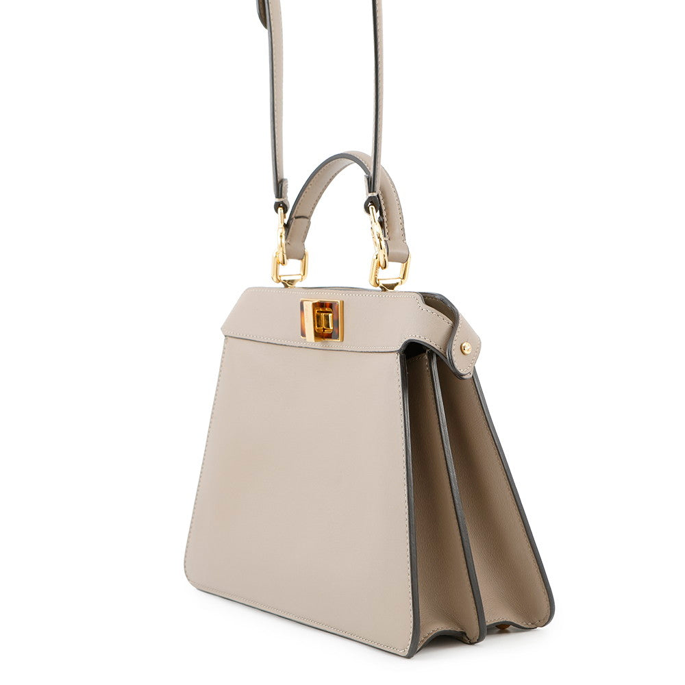 FENDI Peekaboo Icy You Beige8BN327 Calf Leather Size Small