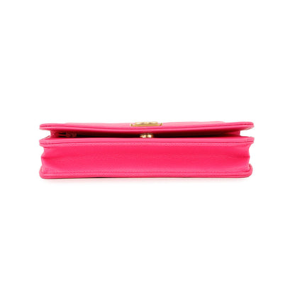 CHANEL Boy's Chanel Chevron Chain Wallet PinkAP1117 Caviar Leather