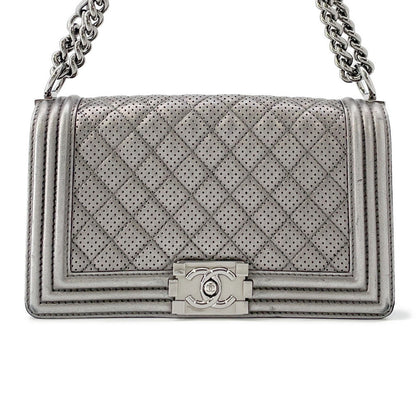 CHANEL Boy Chanel ChainShoulder Bag SilverA67086 Lambskin Size 25