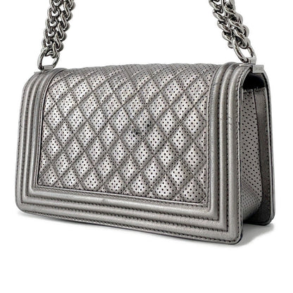 CHANEL Boy Chanel ChainShoulder Bag SilverA67086 Lambskin Size 25