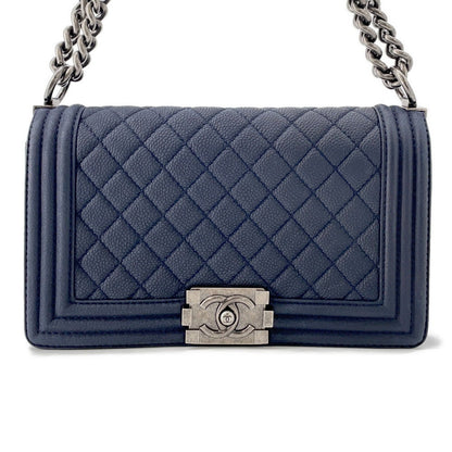 CHANEL Boy Chanel ChainShoulder Bag NavyA67086 Caviar Leather Size 25