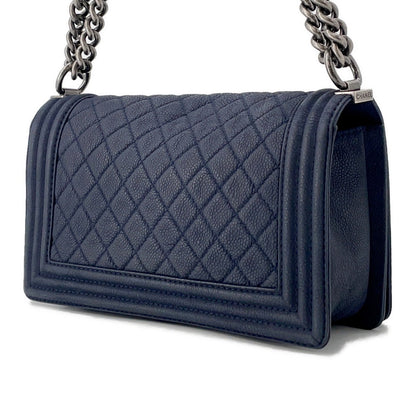 CHANEL Boy Chanel ChainShoulder Bag NavyA67086 Caviar Leather Size 25